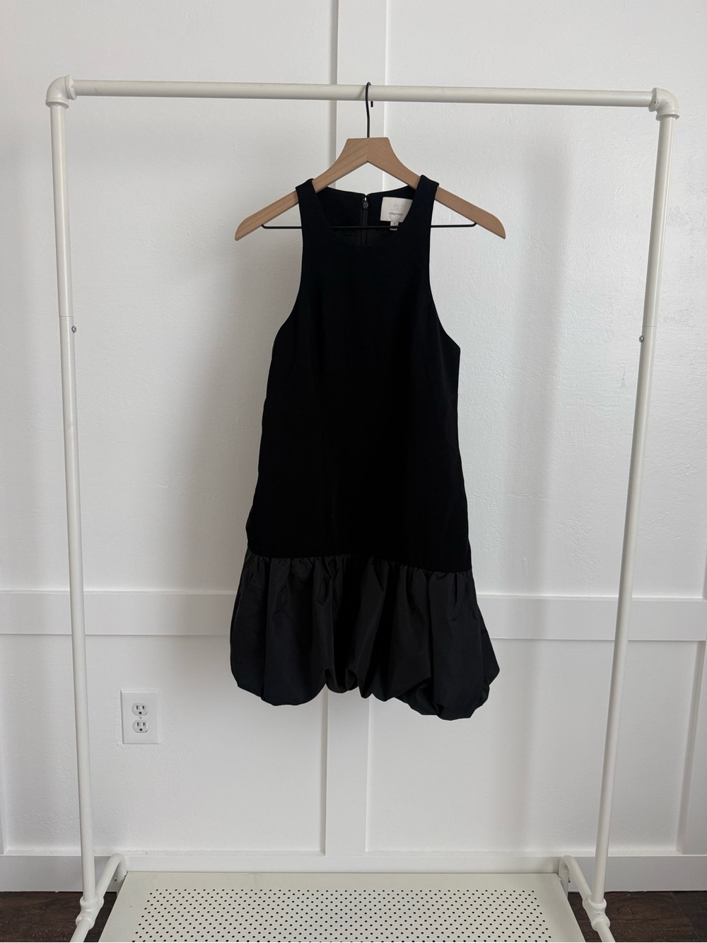 Cinq a Sept Freya Bubble Hem Mini Dress Black